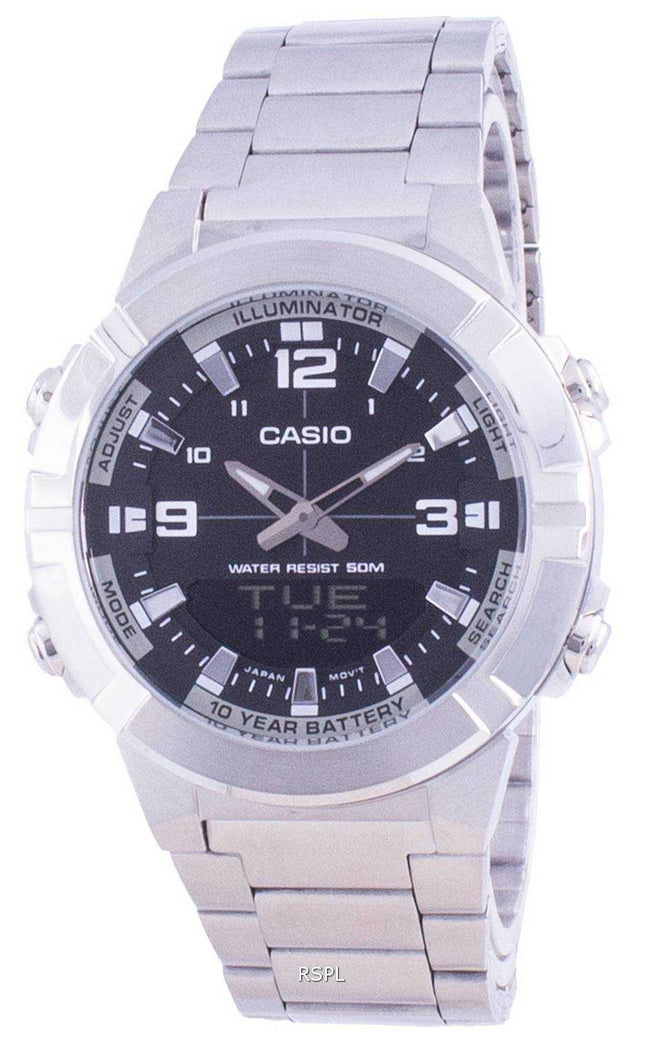Orologio da uomo Casio Analog Digital World Time in acciaio inossidabile AMW-870D-1A AMW870D-1