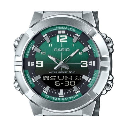 Orologio da uomo Casio Analog Digital Combination in acciaio inossidabile con quadrante verde al quarzo AMW-870DA-3AV