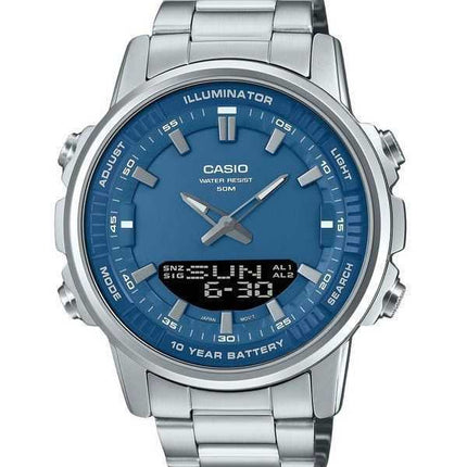 Orologio da uomo Casio Analog Digital Combination in acciaio inossidabile con quadrante blu al quarzo AMW-880D-2A1V