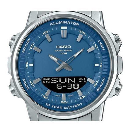 Orologio da uomo Casio Analog Digital Combination in acciaio inossidabile con quadrante blu al quarzo AMW-880D-2A1V