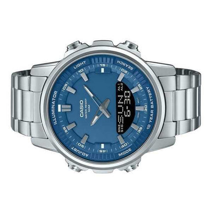 Orologio da uomo Casio Analog Digital Combination in acciaio inossidabile con quadrante blu al quarzo AMW-880D-2A1V