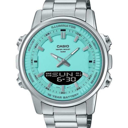 Orologio da uomo Casio analogico digitale con combinazione acciaio inossidabile quadrante turchese al quarzo AMW-880D-2A2V