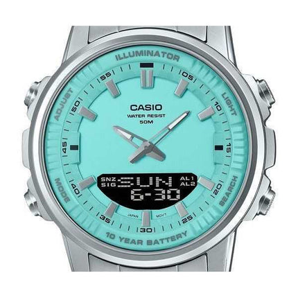 Orologio da uomo Casio analogico digitale con combinazione acciaio inossidabile quadrante turchese al quarzo AMW-880D-2A2V
