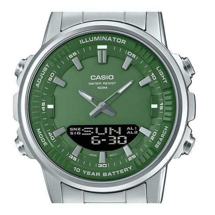Orologio da uomo Casio Analog Digital in acciaio inossidabile con quadrante verde al quarzo AMW-880D-3AV