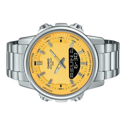 Orologio da uomo Casio analogico digitale con combinazione acciaio inossidabile quadrante giallo al quarzo AMW-880D-9AV