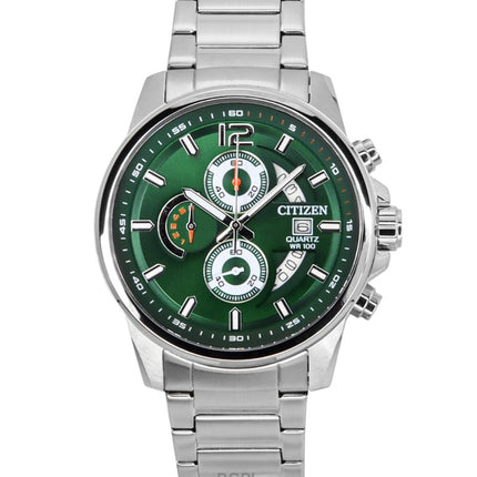 Orologio da uomo Citizen Cronografo in acciaio inossidabile con quadrante verde al quarzo AN3690-56X 100M