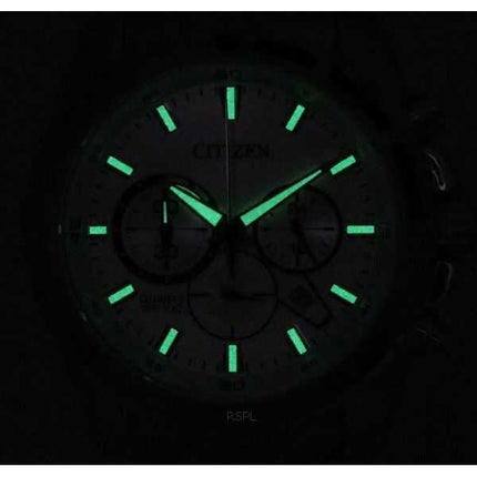 Orologio da uomo Citizen cronografo in acciaio inossidabile quadrante argento al quarzo AN8200-50A 100M