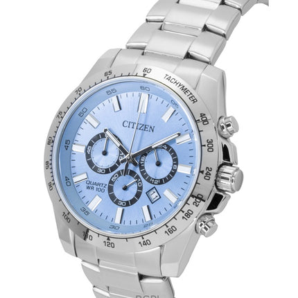 Orologio da uomo Citizen Cronografo in acciaio inossidabile con quadrante blu al quarzo AN8230-59L 100M
