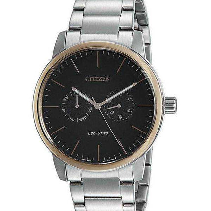 Orologio da uomo Citizen quadrante nero in acciaio inossidabile al quarzo AO9044-51E