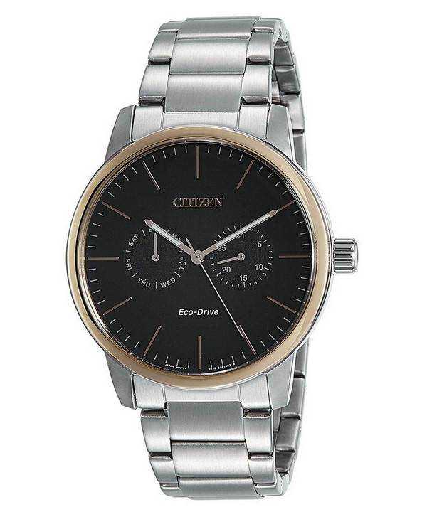 Orologio da uomo Citizen quadrante nero in acciaio inossidabile al quarzo AO9044-51E