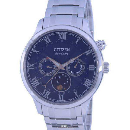 Orologio da uomo Citizen Moon Phase Blue Dial in acciaio inossidabile Eco-Drive AP1050-81L