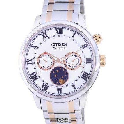 Citizen fasi lunari quadrante argento bicolore quadrante in acciaio inossidabile Eco-Drive AP1054-80A orologio da uomo