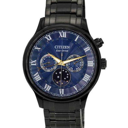 Orologio da uomo Citizen Eco-Drive in acciaio inossidabile multifunzione con quadrante fasi lunari AP1055-87L