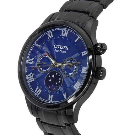 Orologio da uomo Citizen Eco-Drive in acciaio inossidabile multifunzione con quadrante fasi lunari AP1055-87L