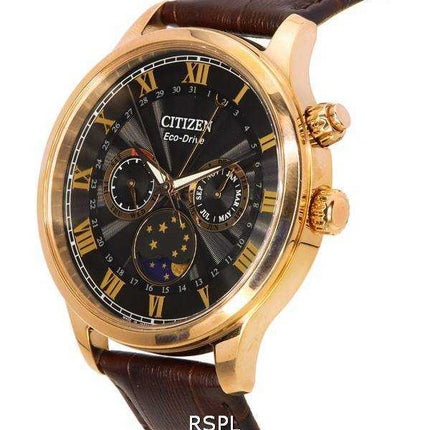 Orologio da uomo Citizen Eco-Drive Moon Phase multifunzione quadrante nero AP1059-19E