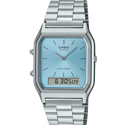 Orologio unisex Casio vintage analogico digitale quadrante blu turchese al quarzo AQ-230A-2A1