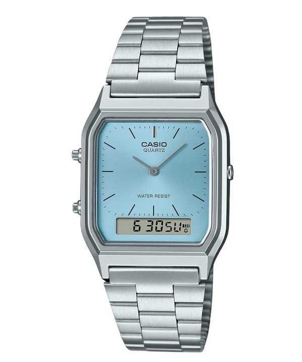 Orologio unisex Casio vintage analogico digitale quadrante blu turchese al quarzo AQ-230A-2A1