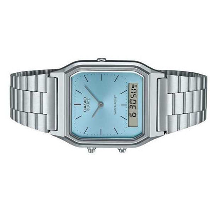 Orologio unisex Casio vintage analogico digitale quadrante blu turchese al quarzo AQ-230A-2A1
