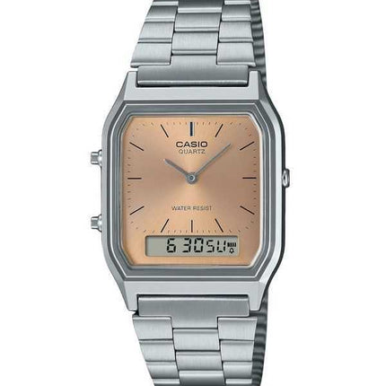 Casio Vintage Analog Digital Light Copper Dial Dual time Quarzo AQ-230A-4AMQY Orologio Unisex