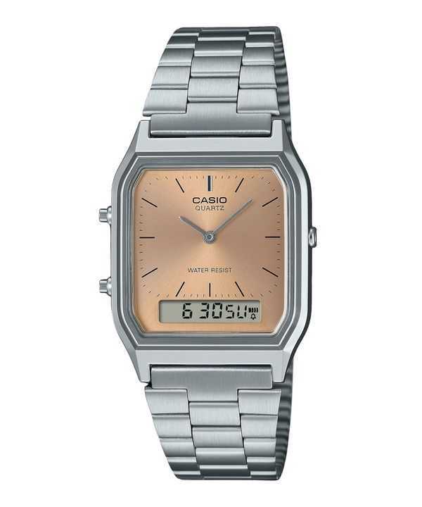 Casio Vintage Analog Digital Light Copper Dial Dual time Quarzo AQ-230A-4AMQY Orologio Unisex