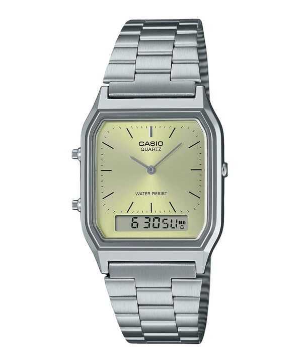 Casio Vintage Analog Digital Light Champagne Dial Quartz AQ-230A-9AMQY Orologio unisex