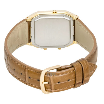 Orologio Casio Vintage Analogico Digitale con Cinturino in Pelle e Quadrante Dorato al Quarzo AQ-230EGL-9A Unisex
