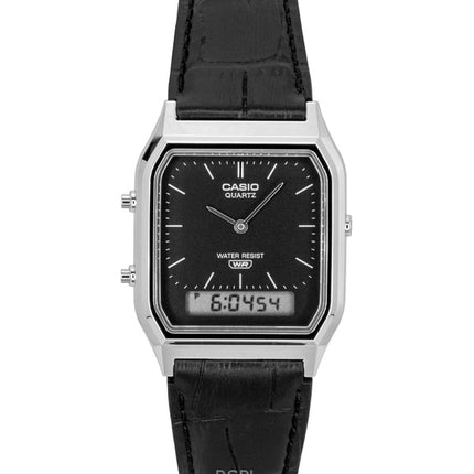 Orologio Casio Vintage Analogico Digitale con Cinturino in Pelle e Quadrante Nero al Quarzo AQ-230EL-1A Unisex