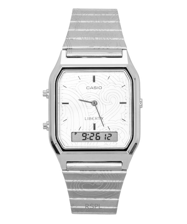 Orologio Casio Vintage Liberty analogico/digitale con quadrante argentato al quarzo AQ-230ELT-7A unisex