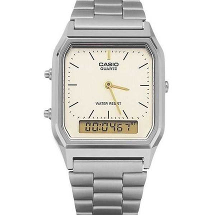 Orologio da uomo Casio vintage analogico digitale al quarzo placcato con ioni grigi AQ-230GG-9A