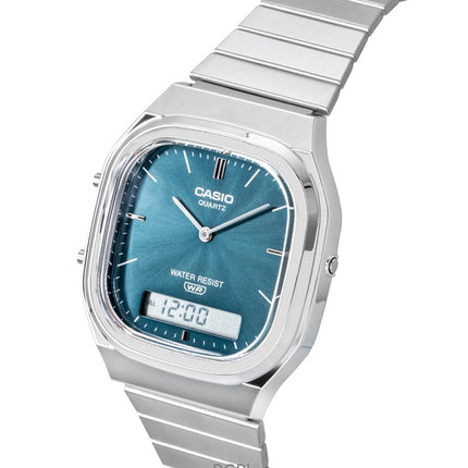 Orologio Casio Vintage Analogico Digitale in Acciaio Inox con Quadrante Blu Cielo al Quarzo AQ-240E-3A Unisex