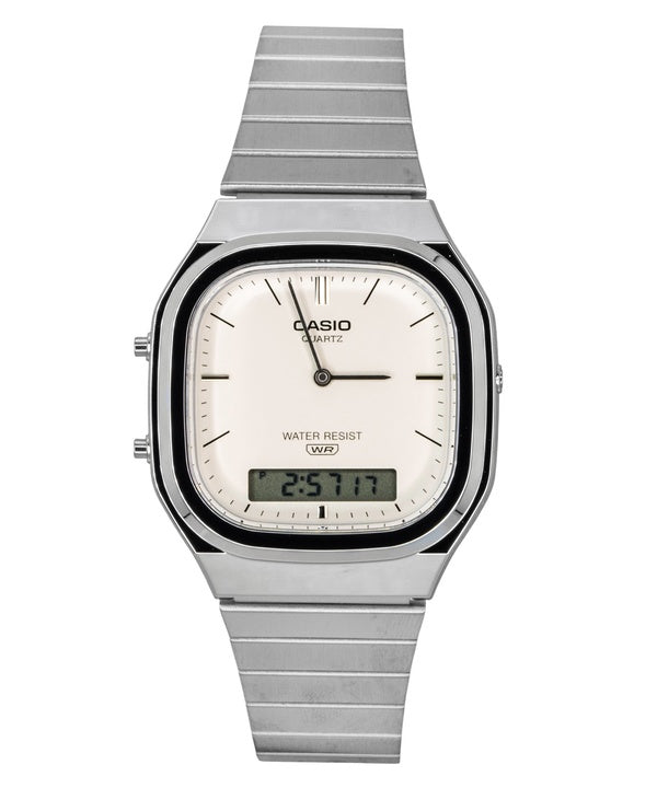 Orologio Casio Vintage Analogico Digitale con quadrante bianco sporco al quarzo AQ-240E-7A2 Unisex