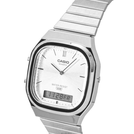 Orologio Casio Vintage Analogico Digitale in Acciaio Inox con Quadrante Argento al Quarzo AQ-240E-7A Unisex