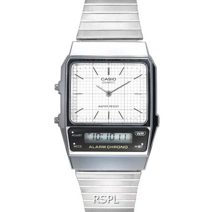 Orologio Casio vintage analogico digitale quadrante bianco quarzo AQ-800E-7A AQ800E-7 unisex