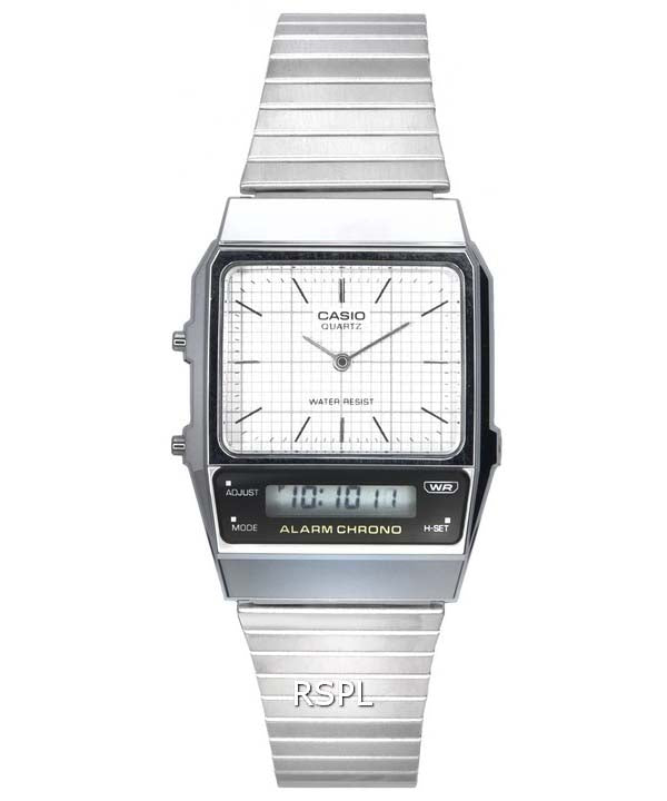 Orologio Casio vintage analogico digitale quadrante bianco quarzo AQ-800E-7A AQ800E-7 unisex