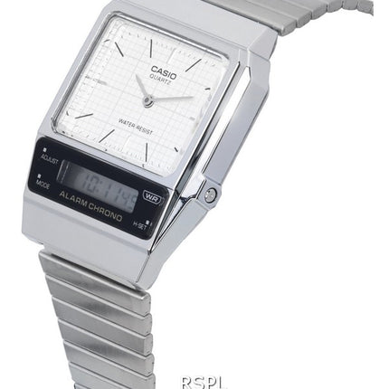 Orologio Casio vintage analogico digitale quadrante bianco quarzo AQ-800E-7A AQ800E-7 unisex
