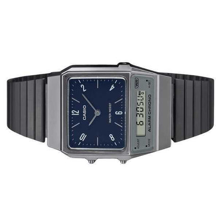 Casio Vintage Analog Digital Dual Time Bracciale in acciaio inossidabile Quadrante blu Quarzo AQ-800EB-2A Orologio unisex