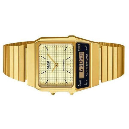 Casio vintage analogico digitale placcato in oro con ioni in acciaio inossidabile quadrante beige al quarzo AQ-800EG-9A orologio