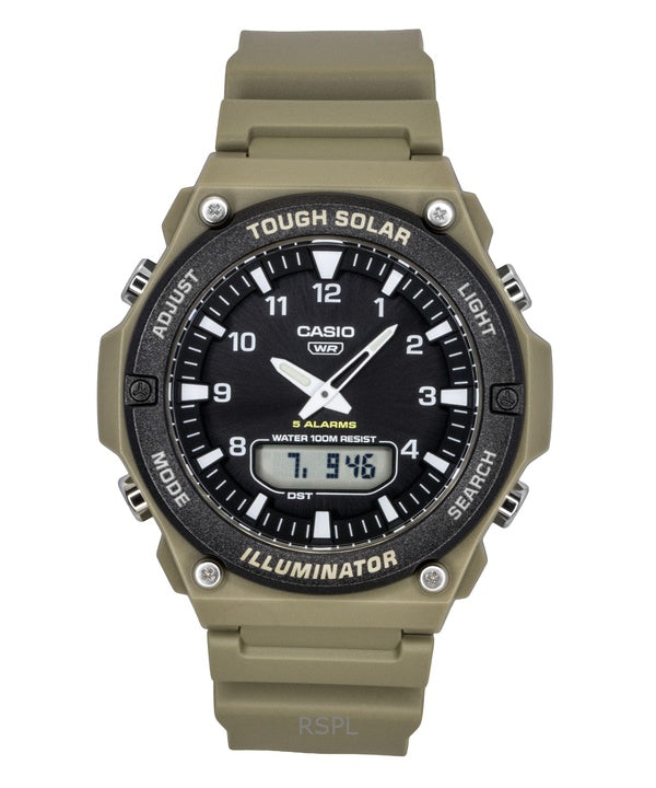 Orologio da uomo Casio Standard Analogico Digitale con cinturino in resina e quadrante nero, Solar AQ-S820W-5AV 100M