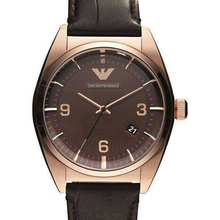 Orologio da uomo Emporio Armani classico con cinturino in pelle quadrante marrone AR0367