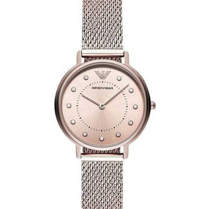 Orologio da donna Emporio Armani Kappa Crystal Accents in acciaio inossidabile con quadrante in oro rosa al quarzo AR11129