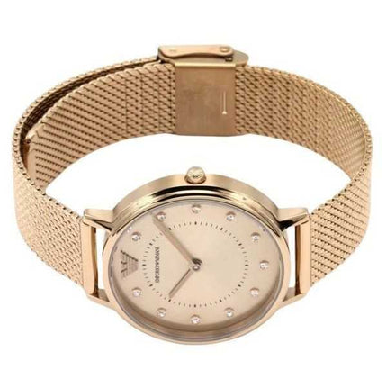 Orologio da donna Emporio Armani Kappa Crystal Accents in acciaio inossidabile con quadrante in oro rosa al quarzo AR11129
