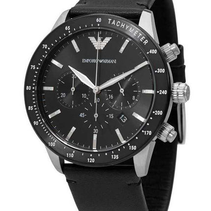 Orologio da uomo Emporio Armani Mario Cronografo in pelle quadrante nero al quarzo AR11243 da uomo