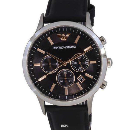 Orologio da uomo Emporio Armani Chronograph Leather quadrante nero Quartz AR11431 da uomo