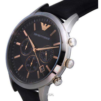 Orologio da uomo Emporio Armani Chronograph Leather quadrante nero Quartz AR11431 da uomo