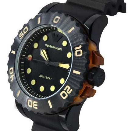 Orologio da uomo Emporio Armani Aqua cinturino in poliuretano nero quadrante nero al quarzo Diver's AR11539 200M