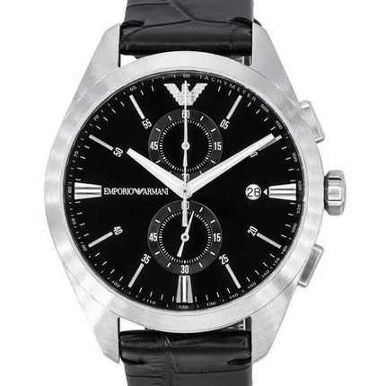Orologio da uomo Emporio Armani Claudio Cronografo cinturino in pelle nera quadrante nero al quarzo AR11542