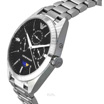 Orologio da uomo Emporio Armani Moon Phase in acciaio inossidabile multifunzione con quadrante blu al quarzo AR11553