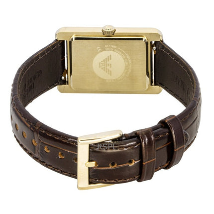 Orologio da uomo Emporio Armani AR11665 con cinturino in pelle marrone e quadrante bianco al quarzo