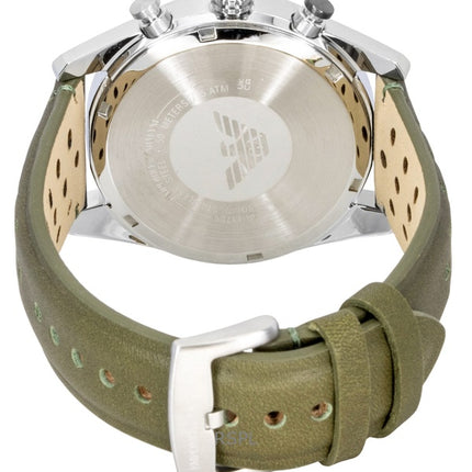 Orologio da uomo Emporio Armani Cronografo in pelle verde con quadrante nero e argento al quarzo AR11709