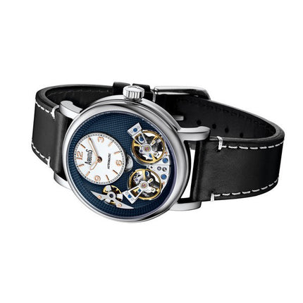 Orologio da uomo automatico Arbutus Wall Street con cinturino in pelle e quadrante blu Open Heart AR1804SUB